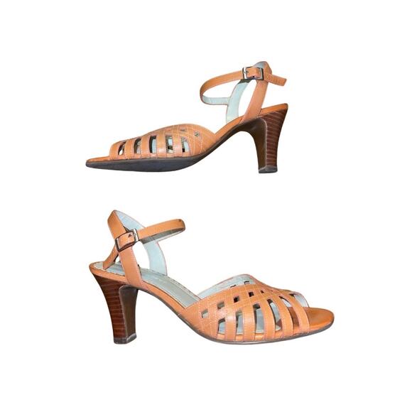 Naturalizer Estrada Melon Leather Slingback Sandals Size 6.5 Heels Boho Vacation - Picture 1 of 5